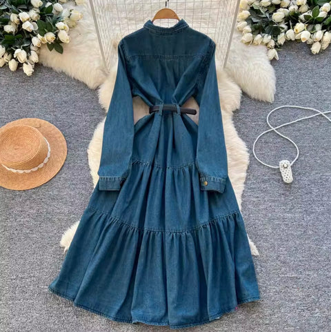 Single-breasted Denim Shirt Dress