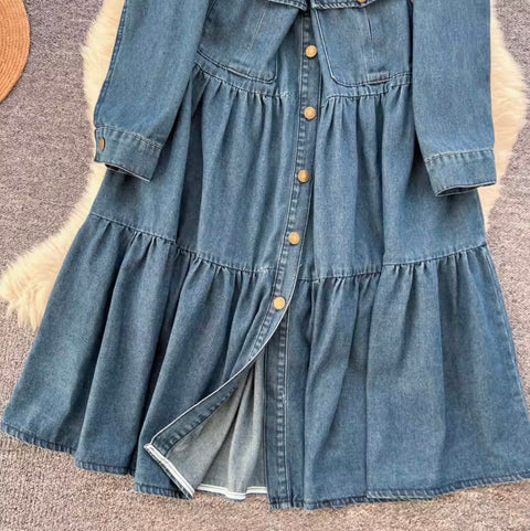 Single-breasted Denim Shirt Dress