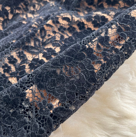 Elegant Square Collar Black Lace Dress