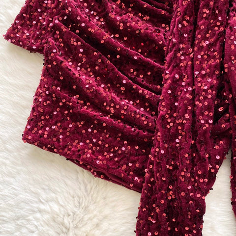 Glossy Sequined Suede Dress