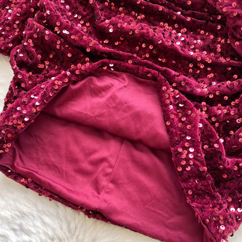 Glossy Sequined Suede Dress