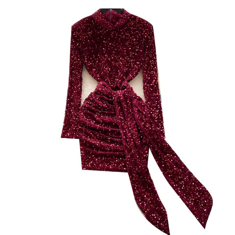 Glossy Sequined Suede Dress