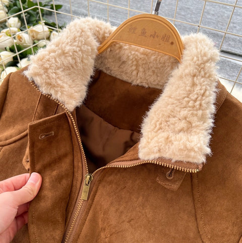 Fuffy Jacket & Pleated Skirt 2Pcs