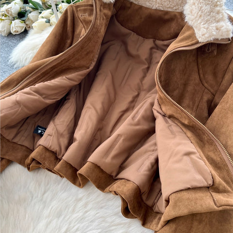 Fuffy Jacket & Pleated Skirt 2Pcs