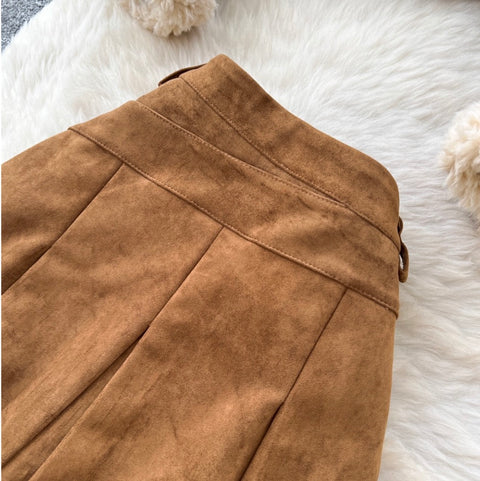 Fuffy Jacket & Pleated Skirt 2Pcs