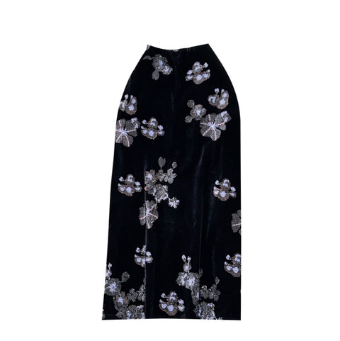 Delicate Floral Sequined Suede Skirt