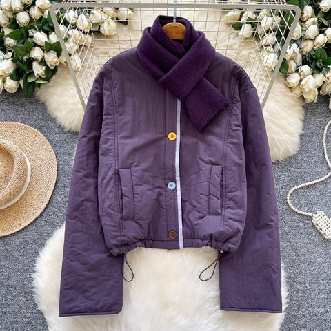 Thermal Cotton Jacket with Scarf