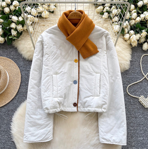 Thermal Cotton Jacket with Scarf