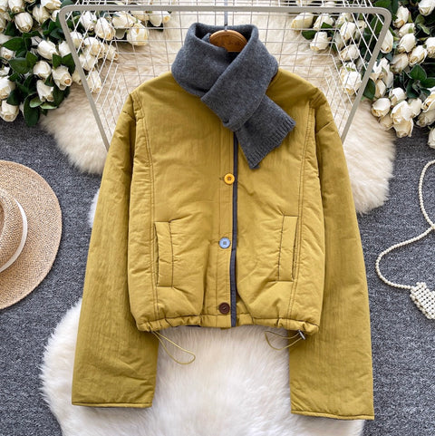 Thermal Cotton Jacket with Scarf