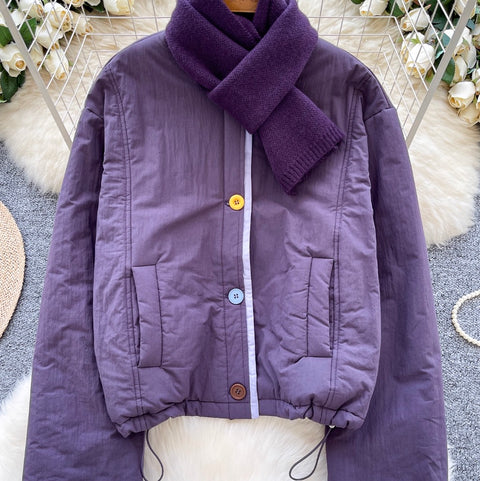Thermal Cotton Jacket with Scarf