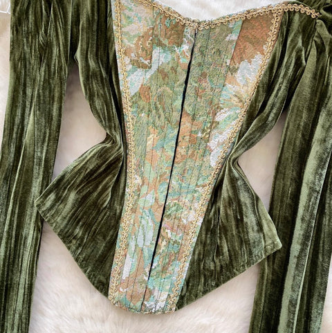 Courtly Jacquard Suede Top