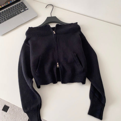 Off-shoulder Double Zipped Knitwear