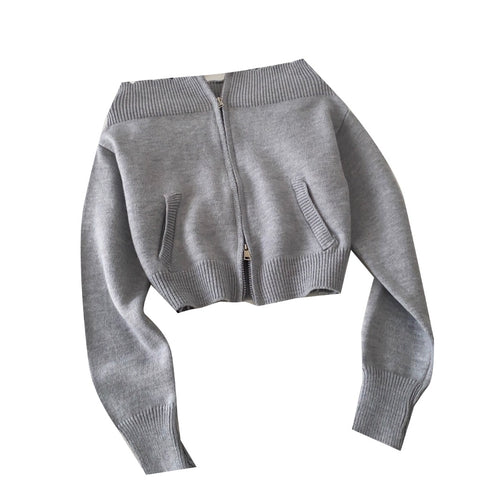 Off-shoulder Double Zipped Knitwear