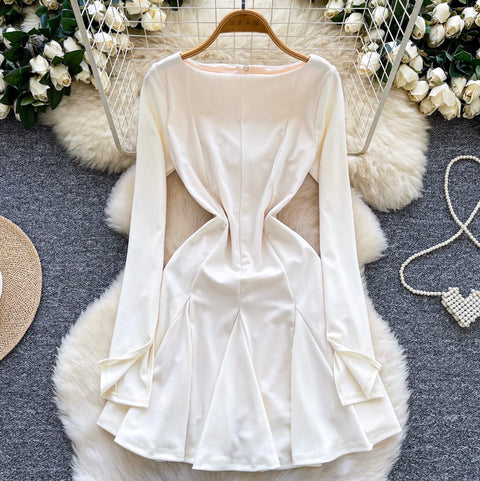 Simple Design Ruffled Short Dress