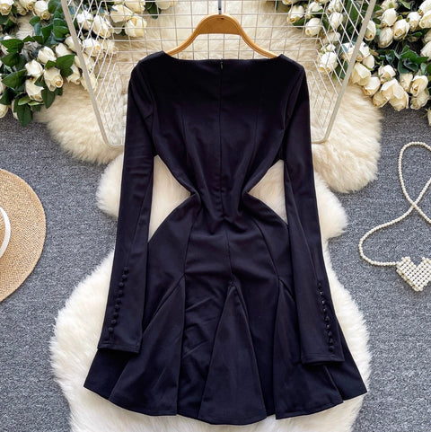 Simple Design Ruffled Short Dress