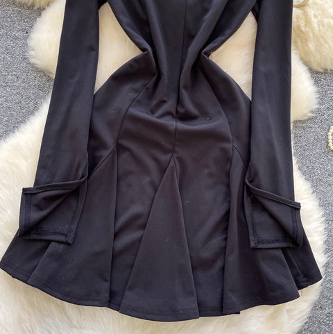 Simple Design Ruffled Short Dress