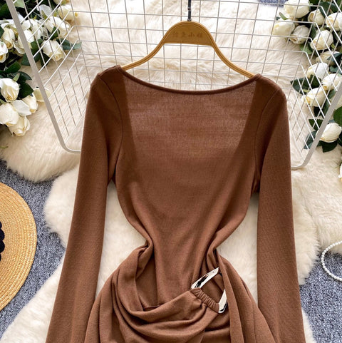 Knotted Buckle Backless Dress