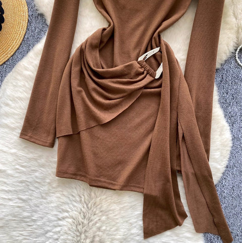 Knotted Buckle Backless Dress