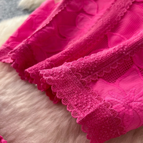 Hollowed Top & Skirt Lace 2Pcs