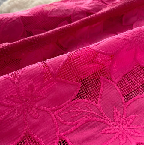 Hollowed Top & Skirt Lace 2Pcs