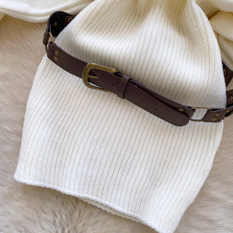 Bat-sleeve Knit Dress with Belt