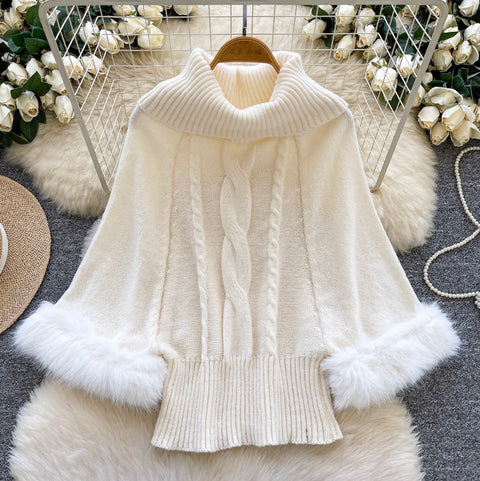 Korean Style Patchwork Turtleneck Sweater