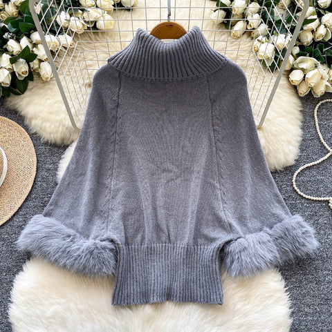 Korean Style Patchwork Turtleneck Sweater