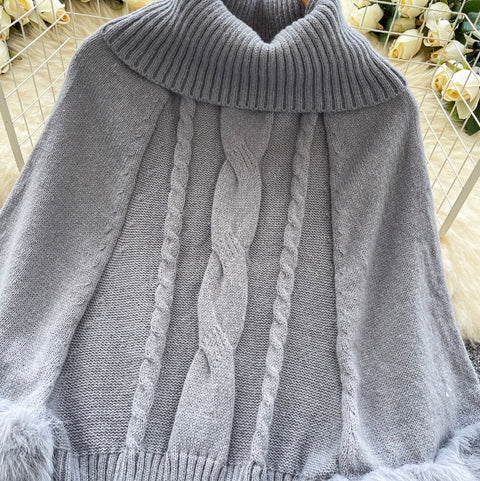 Korean Style Patchwork Turtleneck Sweater