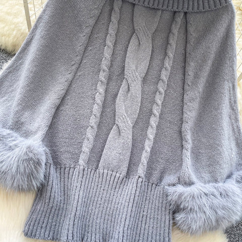 Korean Style Patchwork Turtleneck Sweater