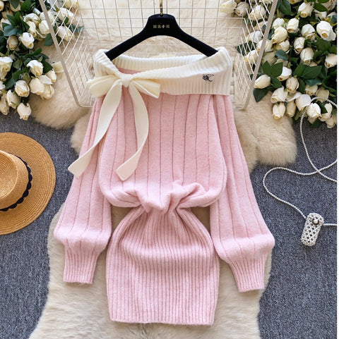 Sweetie Bow-tier Sweater Dress