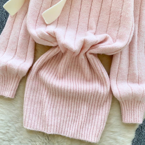 Sweetie Bow-tier Sweater Dress