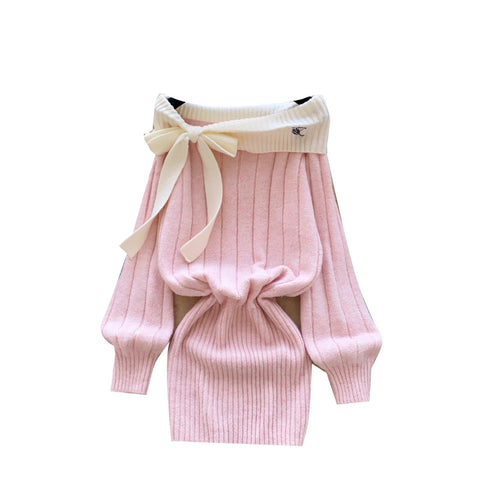 Sweetie Bow-tier Sweater Dress