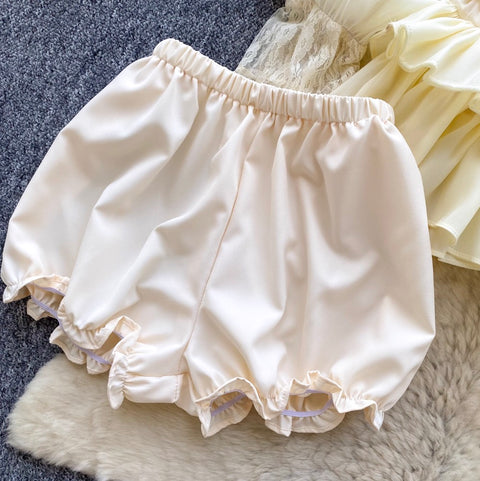 Bow-tie Top & Shorts Lace Patchwork 2Pcs