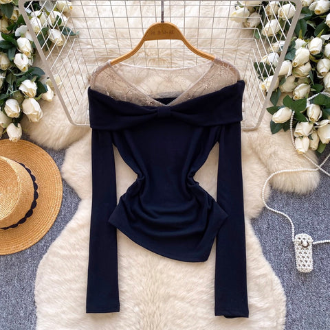 Sequined Lace Patchwork Shirt