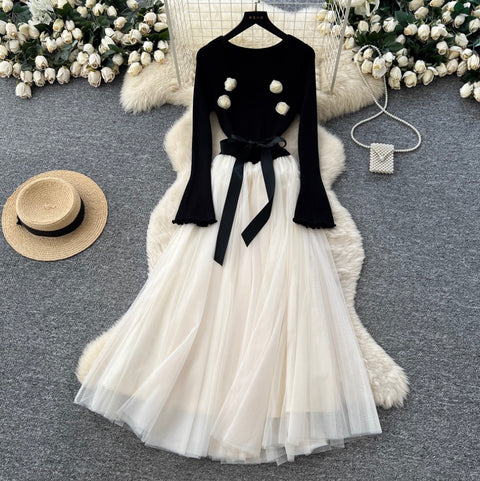 Floral Lace Patchwork Knit Dress