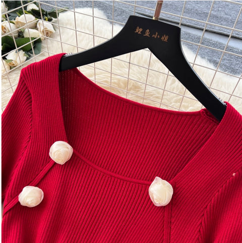 Floral Lace Patchwork Knit Dress