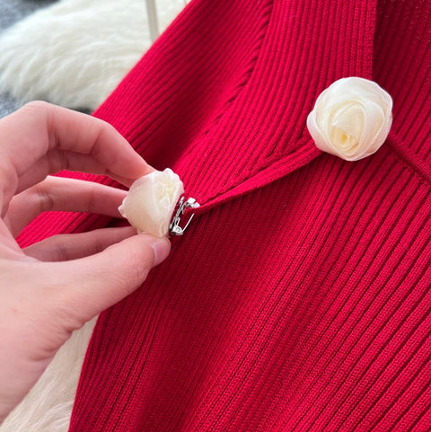 Floral Lace Patchwork Knit Dress