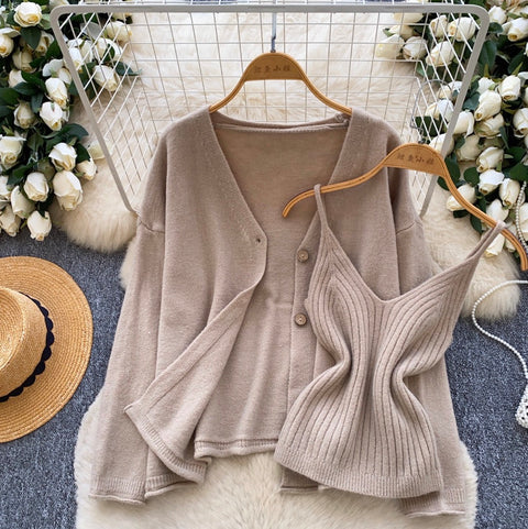 Camisole & Knitted Cardigan 2Pcs