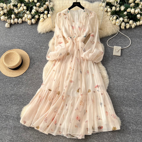 Elegant Floral Print A-line Dress