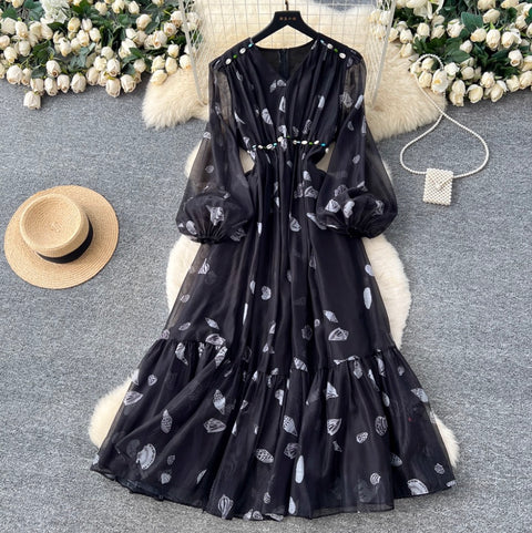 Elegant Floral Print A-line Dress