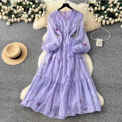 Elegant Floral Print A-line Dress