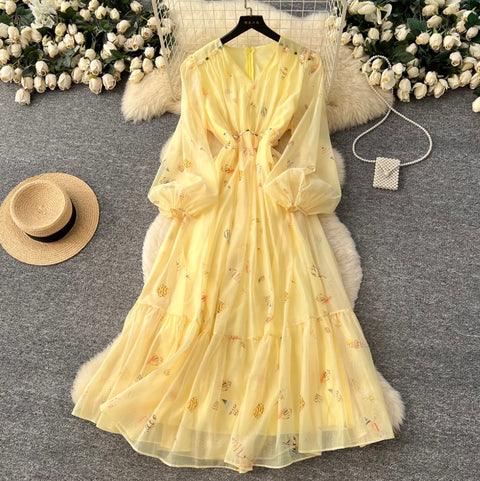 Elegant Floral Print A-line Dress