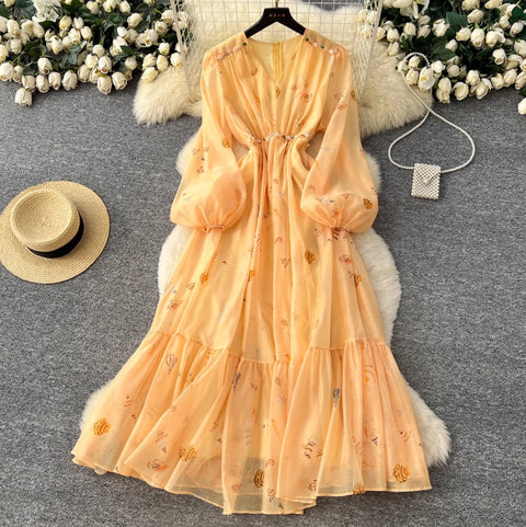 Elegant Floral Print A-line Dress