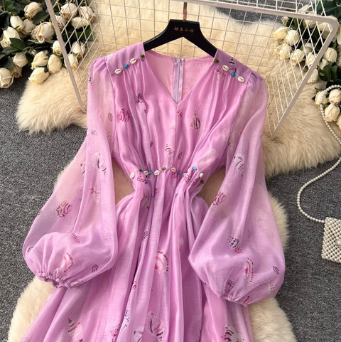 Elegant Floral Print A-line Dress