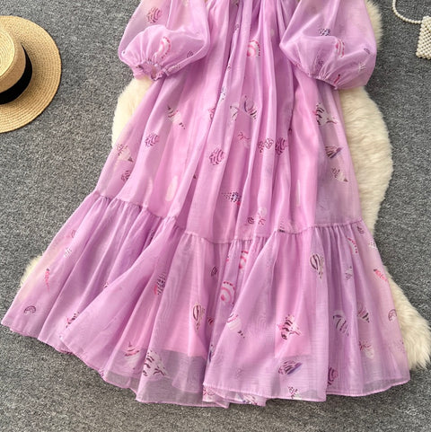 Elegant Floral Print A-line Dress