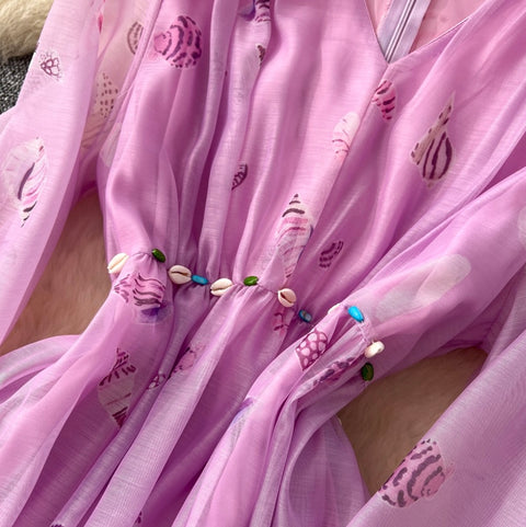 Elegant Floral Print A-line Dress