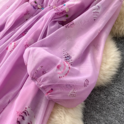 Elegant Floral Print A-line Dress