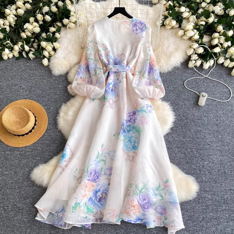 Sweetie V-neck Floral Print Dress