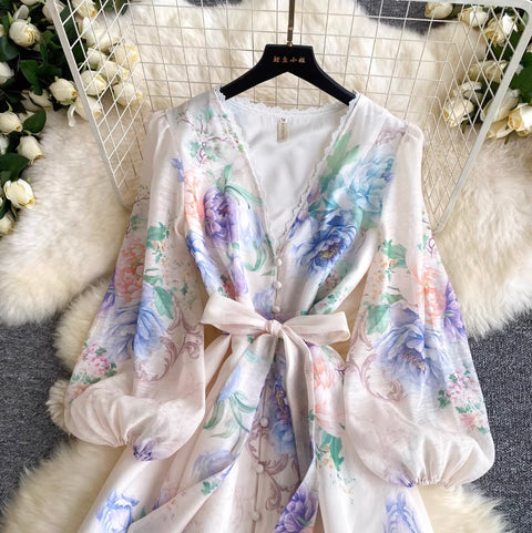 Sweetie V-neck Floral Print Dress
