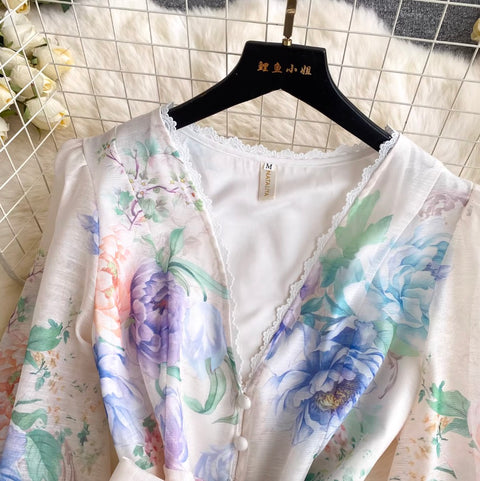 Sweetie V-neck Floral Print Dress